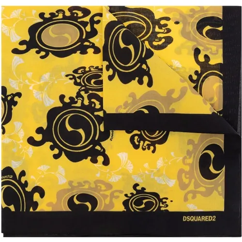 Silk Scarf, and Black with Logo Pattern , male, Sizes: ONE SIZE - Dsquared2 - Modalova