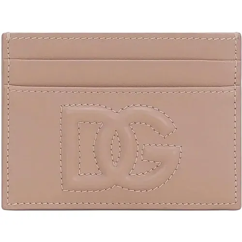 Wallets & Cardholders, female, , Size: ONE SIZE Leather Logo Card Holder - Dolce & Gabbana - Modalova