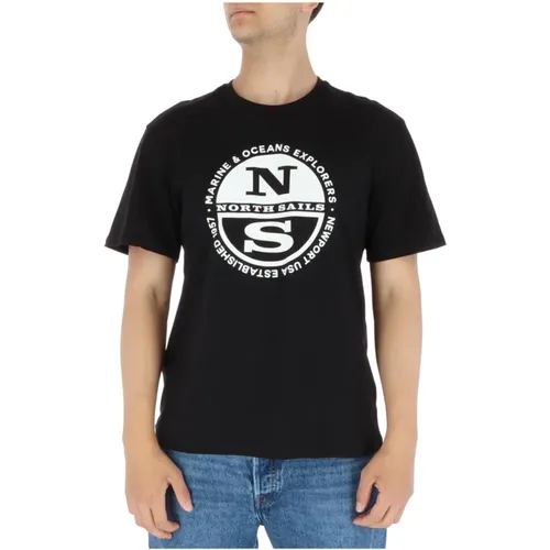 Schwarzes Print T-Shirt für Männer , Herren, Größe: XL - North Sails - Modalova