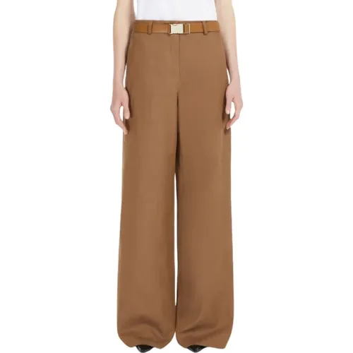 Wide Trousers, female, , Size: XS Cotton and Linen Trousers - Max Mara - Modalova