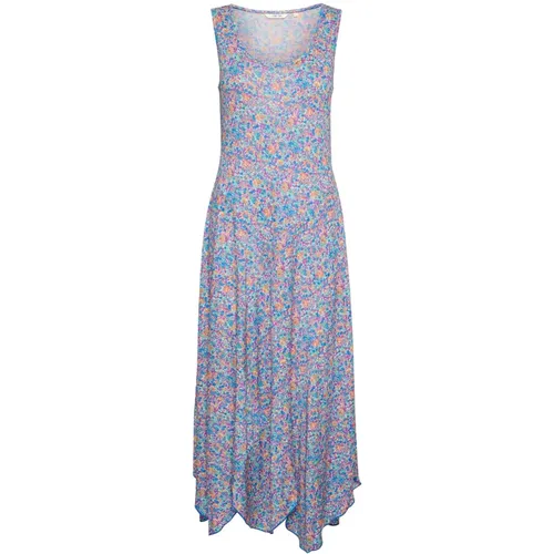 Midi Dresses, female, , Size: S Blue Orange Flower Meadow Dress - Cream - Modalova