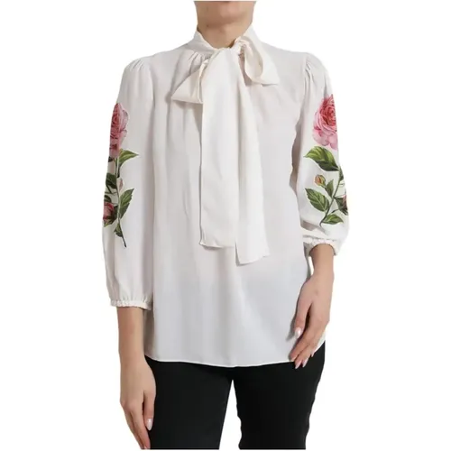 Seidenblumenkragen Top Bluse - Dolce & Gabbana - Modalova