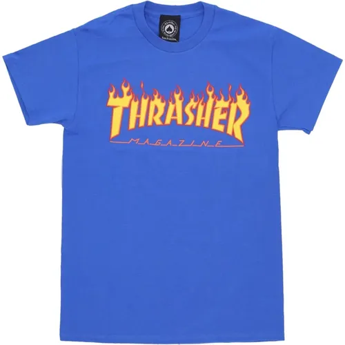 Flame Tee Herren T-Shirt Blau/Gelb , Herren, Größe: L - Thrasher - Modalova