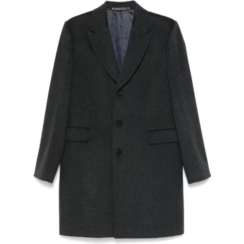 Single-Breasted Coats, male, , Size: 2XS Charcoal Grey Wool-Cashmere Blend Coat - Paul Smith - Modalova