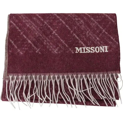 Scarves, unisex, , Size: ONE SIZE Patterned Cashmere Scarf with Logo Embroidery - Missoni - Modalova