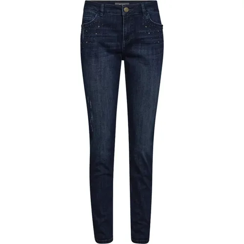 Gleam Jeans Dark Nitter Details , female, Sizes: W24, W32, W30, W27, W31, W33, W28, W26, W25, W29 - MOS MOSH - Modalova