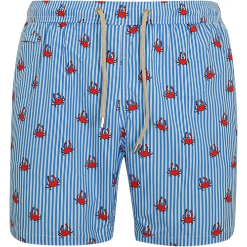 Clear Blue Crab Print Swim Shorts , male, Sizes: L, 2XL, S - MC2 Saint Barth - Modalova