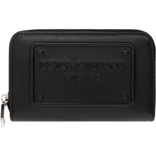 Wallets & Cardholders, male, , Size: ONE SIZE Leather card holder - Dolce & Gabbana - Modalova