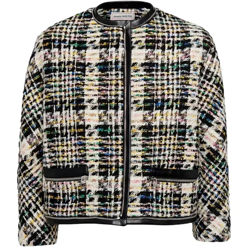 MultiColour Hybrid Tweed Cocoon Jacket , female, Sizes: 2XS - alexander mcqueen - Modalova
