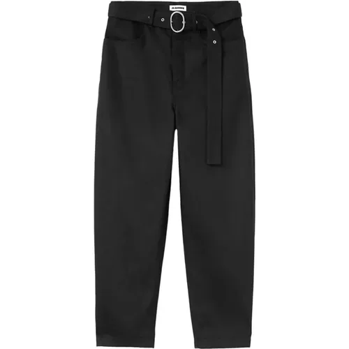 Schwarze Denim Hose Mit Gürtel , Herren, Größe: L - Jil Sander - Modalova