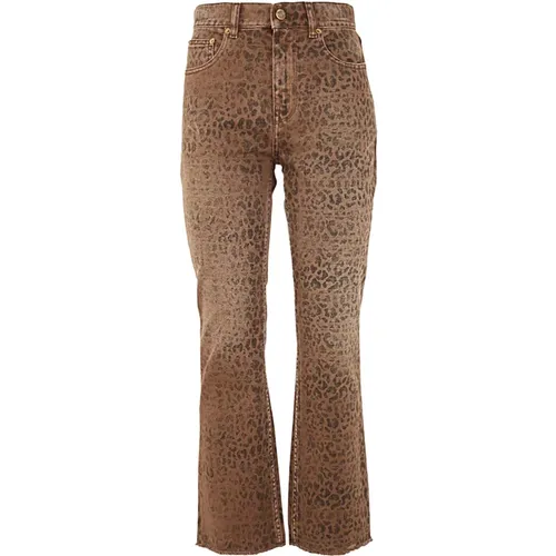 Leopard Print Flare Denim Jeans , female, Sizes: W28 - Golden Goose - Modalova