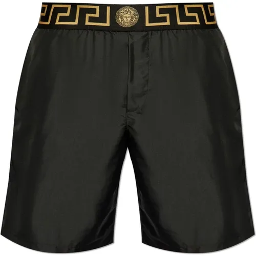 Beachwear, male, , Size: L Swim Shorts with Logo - Versace - Modalova