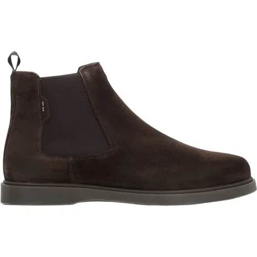 Chelsea Boots, male, , Size: 9 US Men's Dark Chelsea Boots made of Genuine Italian Velour with Insulation Er00116390 - Estro - Modalova