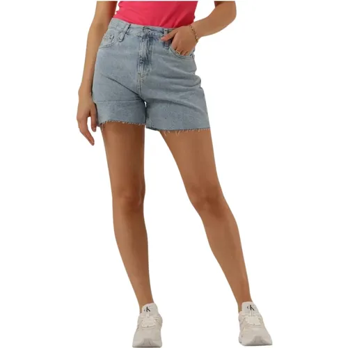 Blaue Mom Shorts für Frauen , Damen, Größe: W29 - Calvin Klein - Modalova