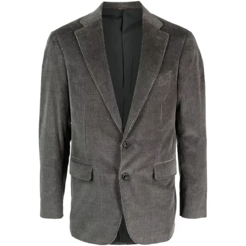 Blazers, male, , Size: L Ribbed Blazer - Canali - Modalova