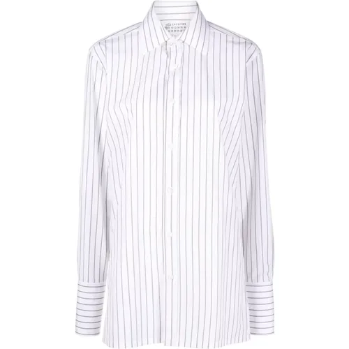 Shirts, female, , Size: M Striped Cotton Shirt with Classic Collar - Maison Margiela - Modalova