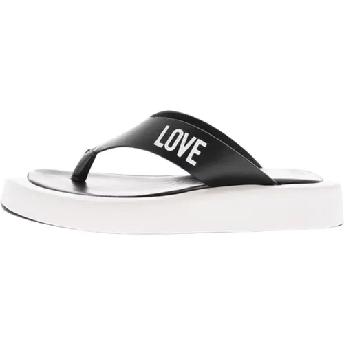 Flip Flops, female, , Size: 5 US Love Two-Tone Row30 Thong Sandals - Moschino - Modalova