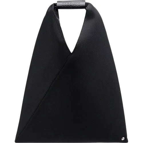 Schwarze Lederhandtasche mit Gravur der Numerischen Signatur - MM6 Maison Margiela - Modalova