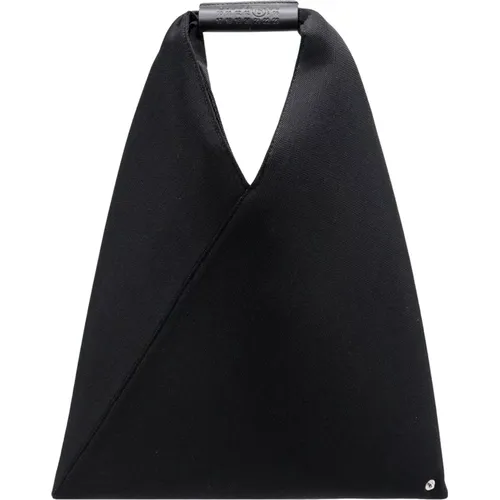 Schwarze Lederhandtasche mit Gravur der Numerischen Signatur , Damen, Größe: ONE Size - MM6 Maison Margiela - Modalova