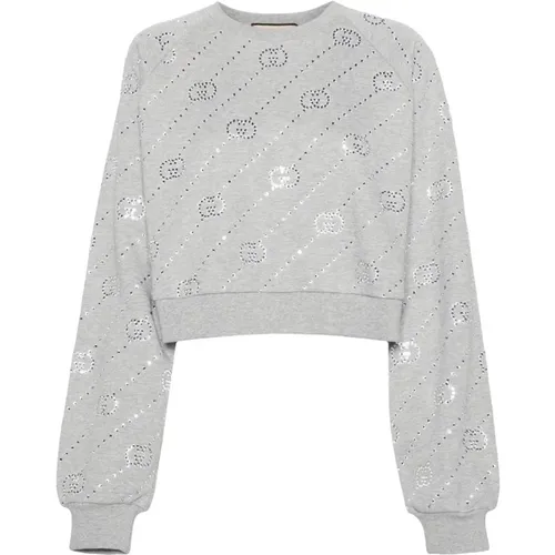 Grauer Kristall-Monogramm-Sweatshirt - Gucci - Modalova