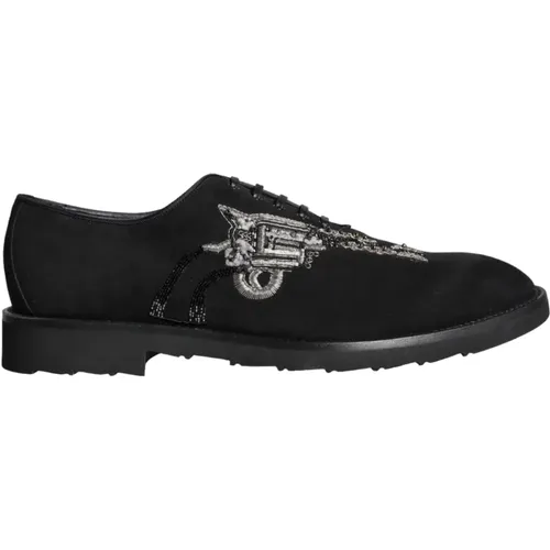 Schwarze Wildleder Sicilia Schnürschuhe Formale Schuhe - Dolce & Gabbana - Modalova