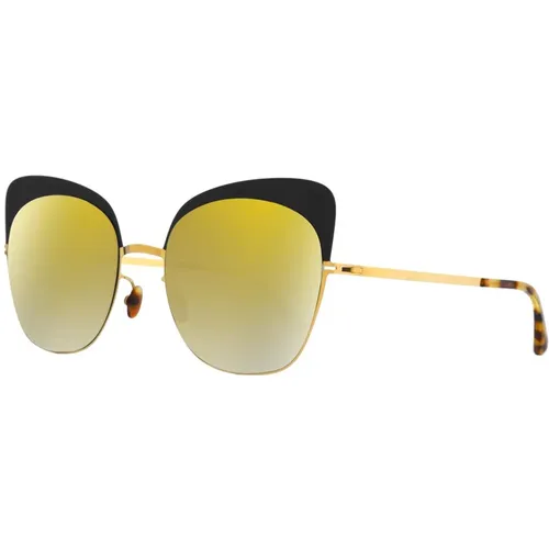 Sunglasses, unisex, , Size: 56 MM Shiny Gold Matte Black Sunglasses Anneli - Mykita - Modalova