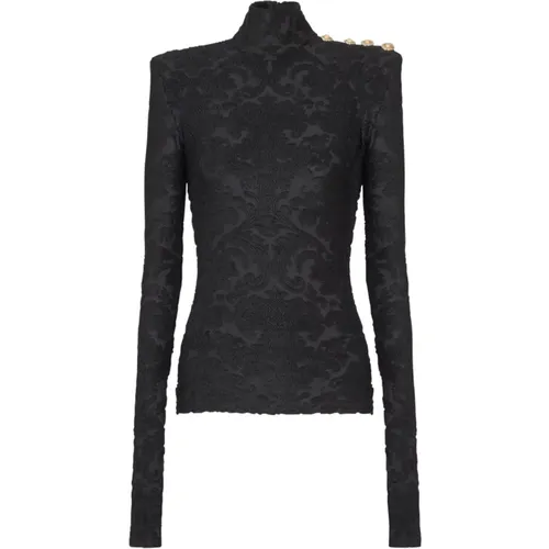 Turtlenecks, female, , Size: M Top with Shoulder Pads - Balmain - Modalova