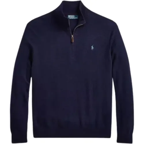 Zip-throughs, male, , Size: L Merino Wool Half-Zip Sweater - Polo Ralph Lauren - Modalova