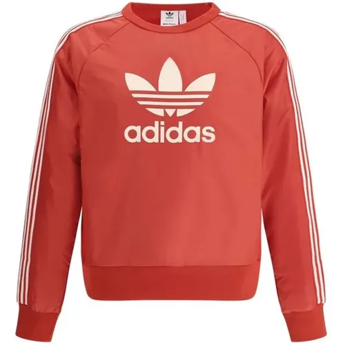 Sweatshirts, male, , Size: S Ribbed Crew Neck Sweatshirt with Kangaroo Pocket - Adidas - Modalova