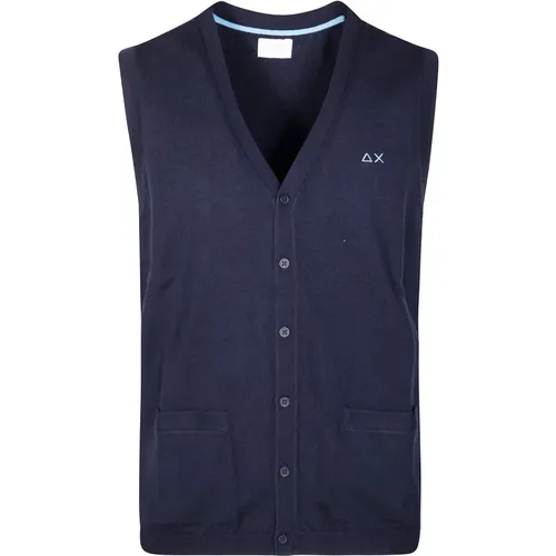 Sleeveless Knitwear, male, , Size: M Gilet Basic - Sun68 - Modalova