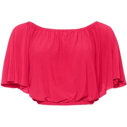 Solal Cropped Top - Korallrosa Stretch-Bluse , Damen, Größe: M - Dolce & Gabbana - Modalova
