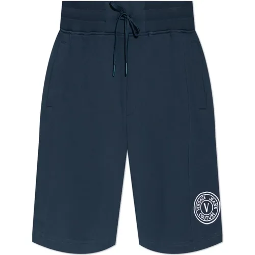 Casual Shorts, male, , Size: L Shorts with embroidered logo - Versace Jeans Couture - Modalova