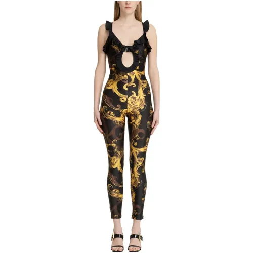 Abstract V-Emblem Jumpsuit , female, Sizes: 2XS - Versace Jeans Couture - Modalova