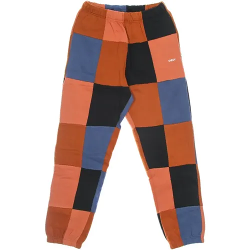 Sweatpants, male, , Size: XL Patchwork Fleece Sweatpants with Pockets - Obey - Modalova