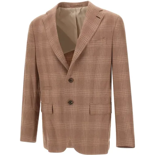 Blazers, male, , Size: 3XL Checked Blazer - Eleventy - Modalova