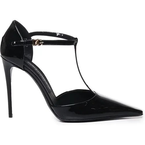 Schwarze T-Bar Lackleder Pumps - Dolce & Gabbana - Modalova