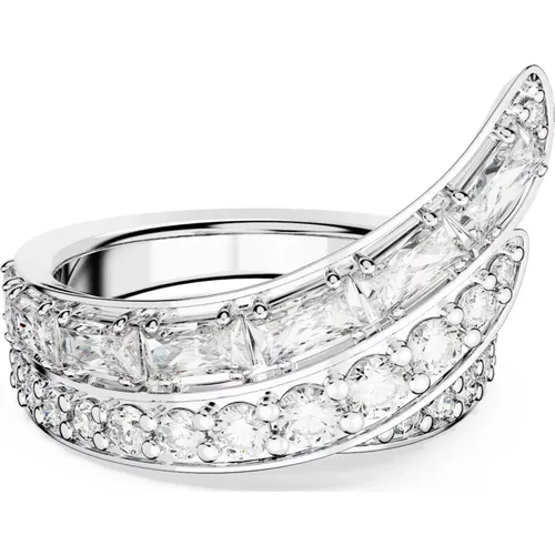 Rings, female, , Size: 50 MM Hyperbola Cocktail Ring, Double Bands, White - Swarovski - Modalova