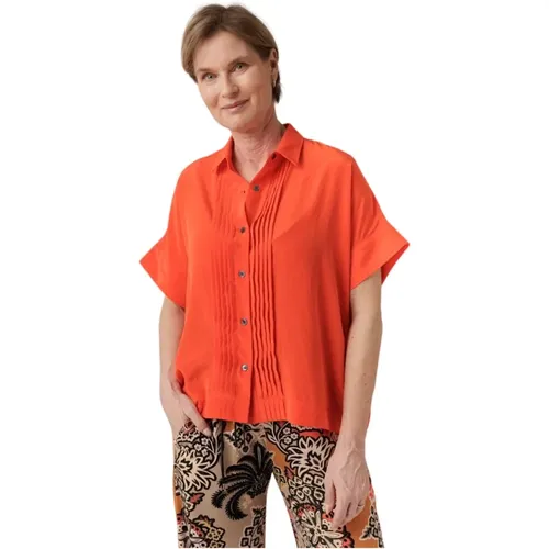 Poppy Bluse mit Falten und Knopfverschluss , Damen, Größe: XS - Zenggi - Modalova