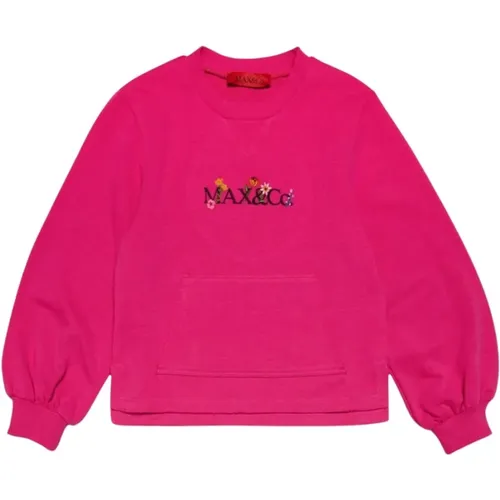 Roter Pullover mit intensiver rosa Stickerei - Max & Co - Modalova