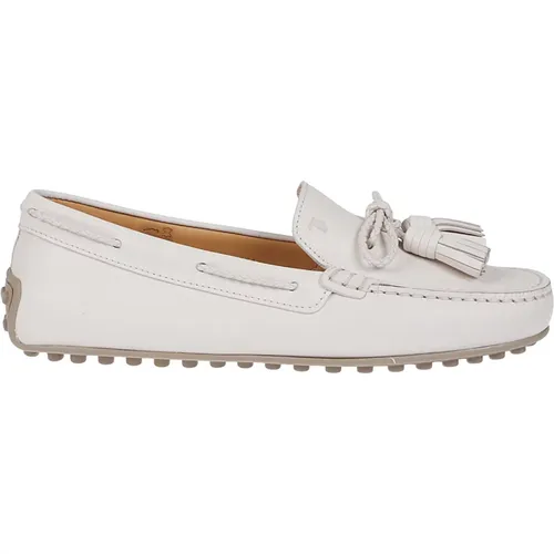 Loafers, female, , Size: 10 US Beige Leather Moccasin Handmade Stitching - TOD'S - Modalova