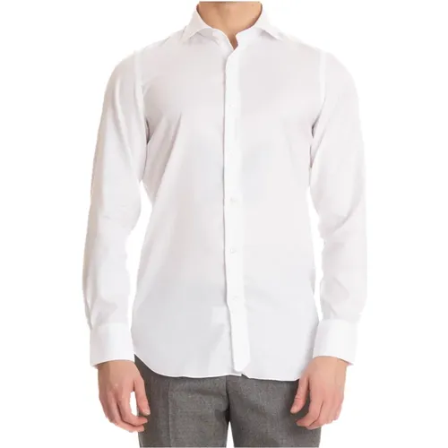 Milano Slim Fit Weiße Hemd , Herren, Größe: M - Finamore - Modalova