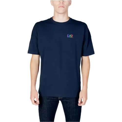 Blaues T-Shirt mit kurzen Ärmeln für Männer - Emporio Armani EA7 - Modalova