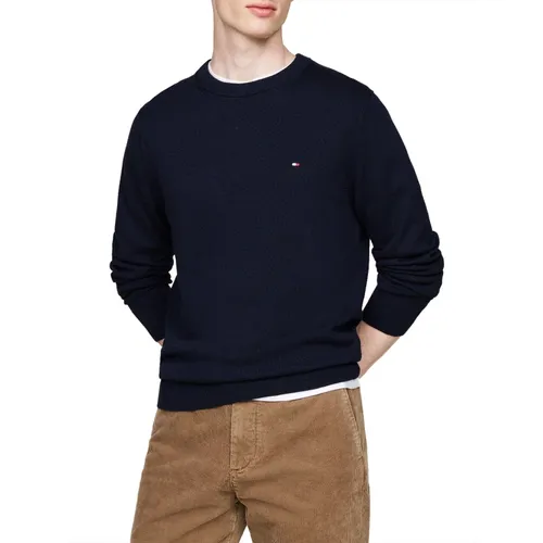 Blauer Baumwoll-Kaschmir-Wollpullover , Herren, Größe: M - Tommy Hilfiger - Modalova