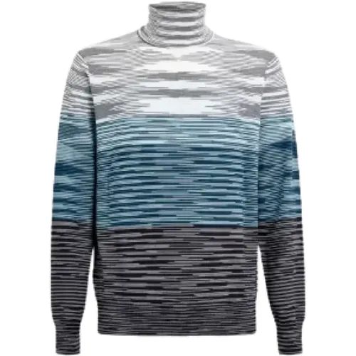 Turtlenecks, male, , Size: M Blue Flame Turtleneck Sweater - Missoni - Modalova