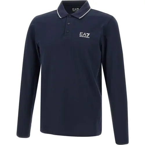 Navy Cotton Polo Shirt - Emporio Armani EA7 - Modalova