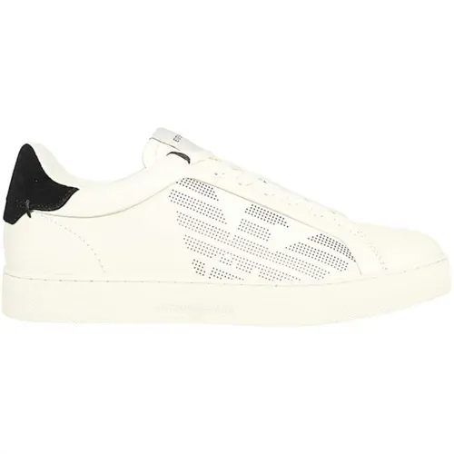 Leder Sneakers & Sports Off White+Black , Herren, Größe: 39 EU - Emporio Armani - Modalova