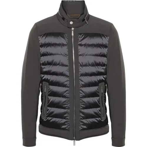 Dark Grey Padded Hooded Jacket , male, Sizes: M, 3XL, 2XL - Moorer - Modalova