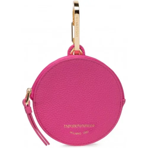 Round Fuchsia Coin Purse with Zip , female, Sizes: ONE SIZE - Emporio Armani - Modalova