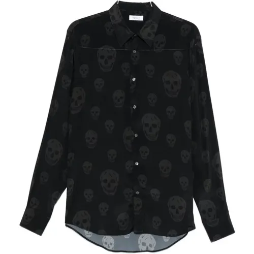 Casual Shirts, male, , Size: XL Skull Print Long Sleeve Shirt - alexander mcqueen - Modalova