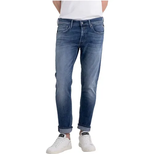Moderne Slim-fit Jeans , Herren, Größe: W38 - Replay - Modalova
